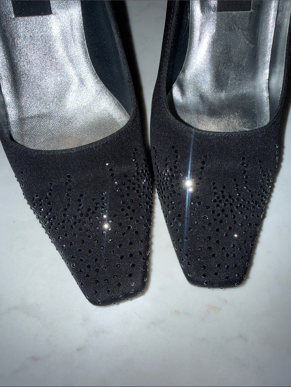 Stuart Weitzman Black Crystal-Studded Pointed Pumps - Picture 3 of 7